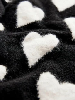 smALLSAINTS Black Amore Heart Girls Long Knitted Cardigan New