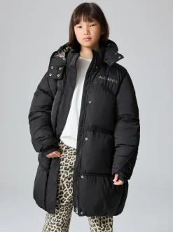 smALLSAINTS Black Ruched Longline Padded Coat Sale