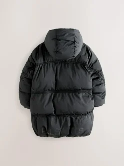 smALLSAINTS Black Ruched Longline Padded Coat Sale