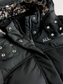 smALLSAINTS Black Ruched Longline Padded Coat Sale