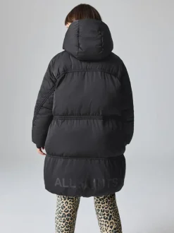 smALLSAINTS Black Ruched Longline Padded Coat Sale