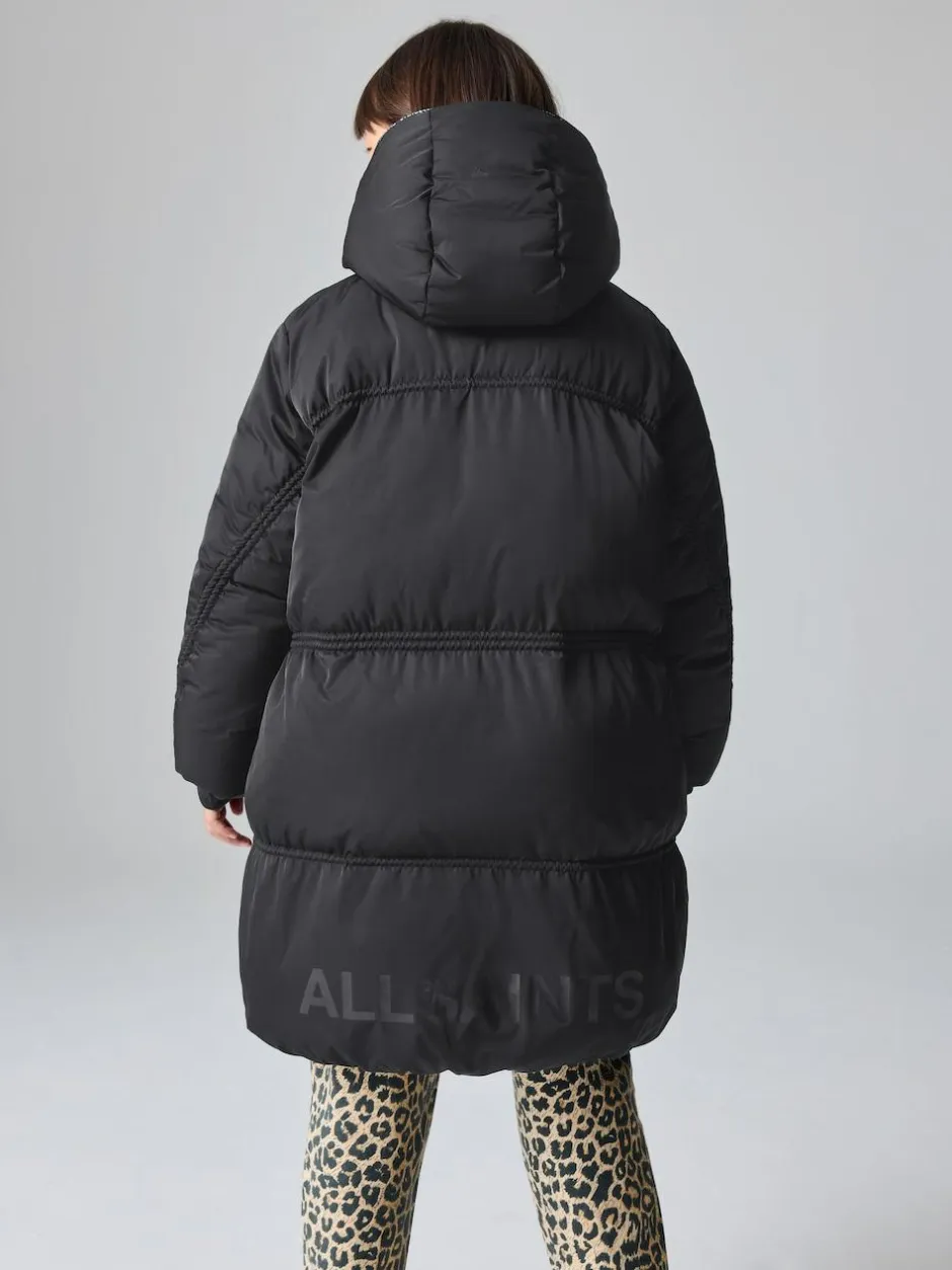 smALLSAINTS Black Ruched Longline Padded Coat Sale