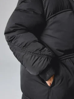 smALLSAINTS Black Ruched Longline Padded Coat Sale