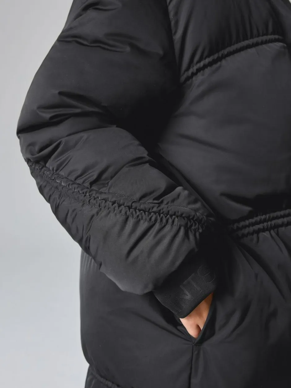 smALLSAINTS Black Ruched Longline Padded Coat Sale