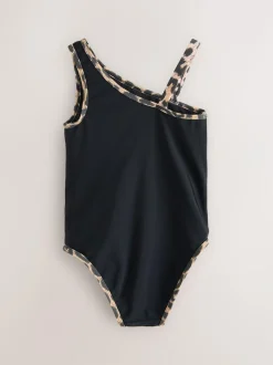 smALLSAINTS Black Tierra Logo Asymmetric Swimsuit Online