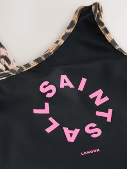 smALLSAINTS Black Tierra Logo Asymmetric Swimsuit Online