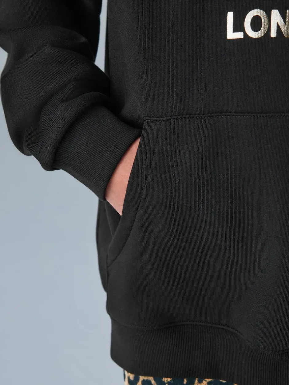 smALLSAINTS Black/Gold Biggy Oversized Pullover Hoodie Best