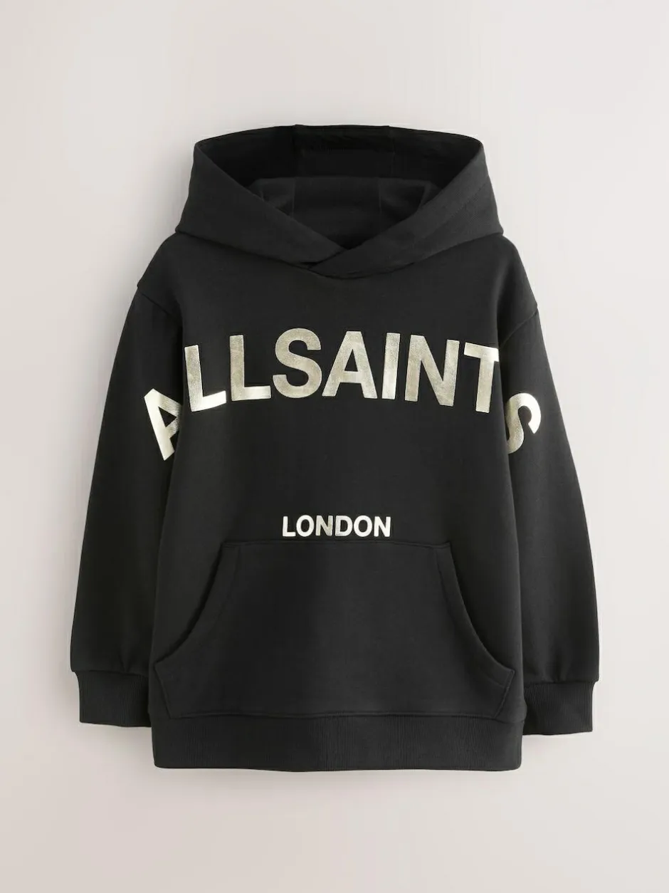 smALLSAINTS Black/Gold Biggy Oversized Pullover Hoodie Best