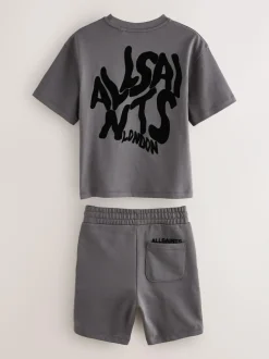 smALLSAINTS Orlando T-Shirt and Sweat Shorts Set Charcoal Grey/Flocked Discount