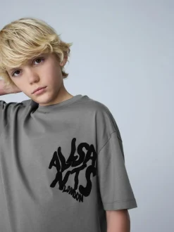 smALLSAINTS Orlando T-Shirt and Sweat Shorts Set Charcoal Grey/Flocked Discount