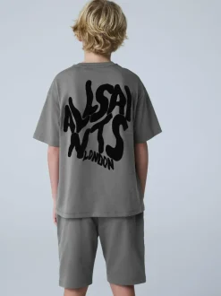 smALLSAINTS Orlando T-Shirt and Sweat Shorts Set Charcoal Grey/Flocked Discount