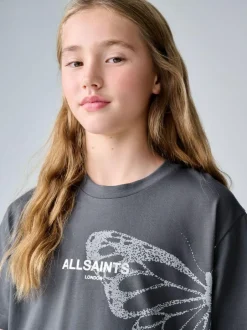 smALLSAINTS Charcoal Grey Asymmetric Hem Crew Neck Cotton T-Shirt Discount