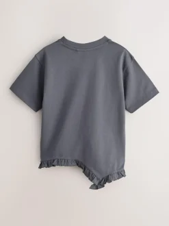 smALLSAINTS Charcoal Grey Asymmetric Hem Crew Neck Cotton T-Shirt Discount