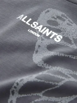 smALLSAINTS Charcoal Grey Asymmetric Hem Crew Neck Cotton T-Shirt Discount