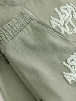 smALLSAINTS Orlando T-Shirt and Sweat Shorts Set Khaki Green Online
