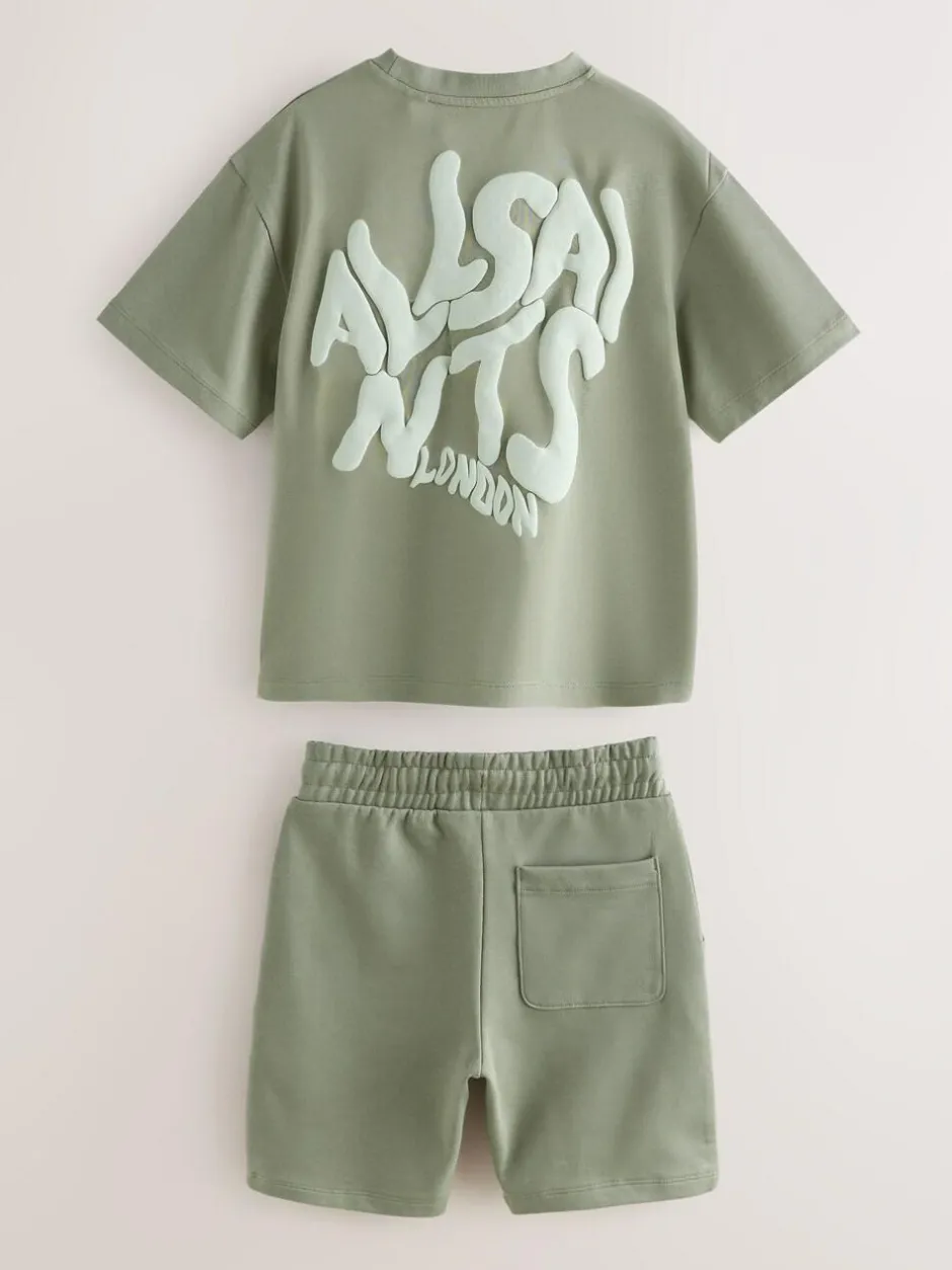 smALLSAINTS Orlando T-Shirt and Sweat Shorts Set Khaki Green Online