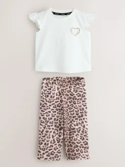 smALLSAINTS Leopard Lover T-Shirt and Wide Leg Leggings Set