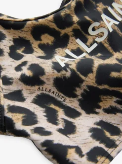smALLSAINTS Leopard Print Logo Strappy Top Bikini Set Hot