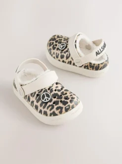 smALLSAINTS Print Borg Lined Clog Slippers Leopard Online