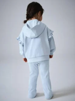 smALLSAINTS Light Blue Lover Frill Hoodie and Ribbed Flared Leggings Younger Set Sale