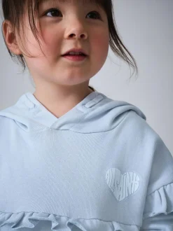 smALLSAINTS Light Blue Lover Frill Hoodie and Ribbed Flared Leggings Younger Set Sale