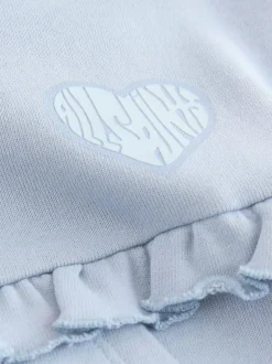 smALLSAINTS Light Blue Lover Frill Hoodie and Ribbed Flared Leggings Younger Set Sale