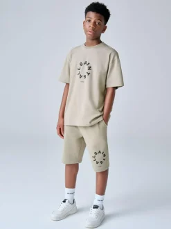 smALLSAINTS Tierra T-Shirt and Sweat Shorts Set Light Brown Best