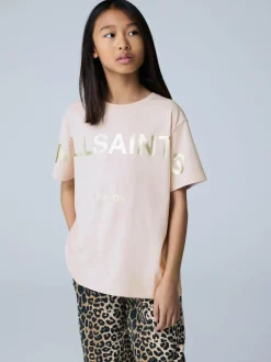 smALLSAINTS Light Pink Biggy Logo Relaxed Crew T-Shirt Clearance