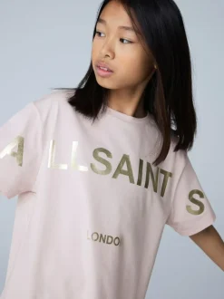 smALLSAINTS Light Pink Biggy Logo Relaxed Crew T-Shirt Clearance