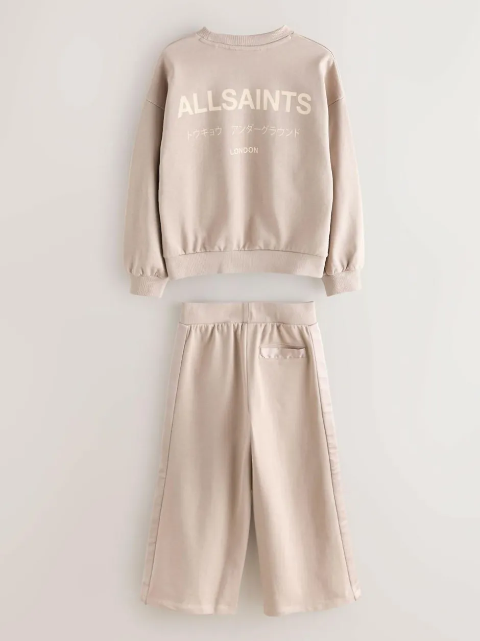 smALLSAINTS Pale Pink Underground Satin Panel Sweatshirt and Wide Leg Joggers Set