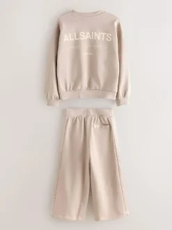smALLSAINTS Pale Pink Underground Satin Panel Sweatshirt and Wide Leg Joggers Set