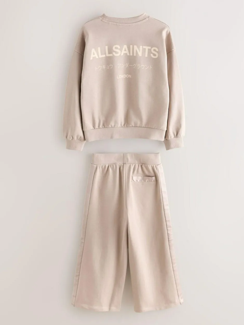 smALLSAINTS Pale Pink Underground Satin Panel Sweatshirt and Wide Leg Joggers Set