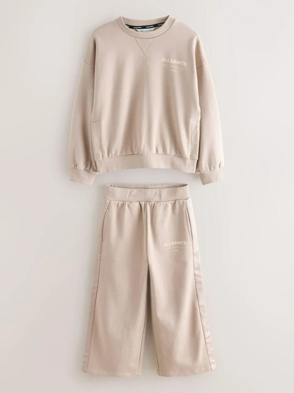 smALLSAINTS Pale Pink Underground Satin Panel Sweatshirt and Wide Leg Joggers Set