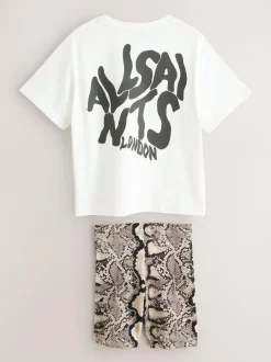 smALLSAINTS White/Snake Orlando Oversized T-Shirt and Cycling Shorts Set Outlet