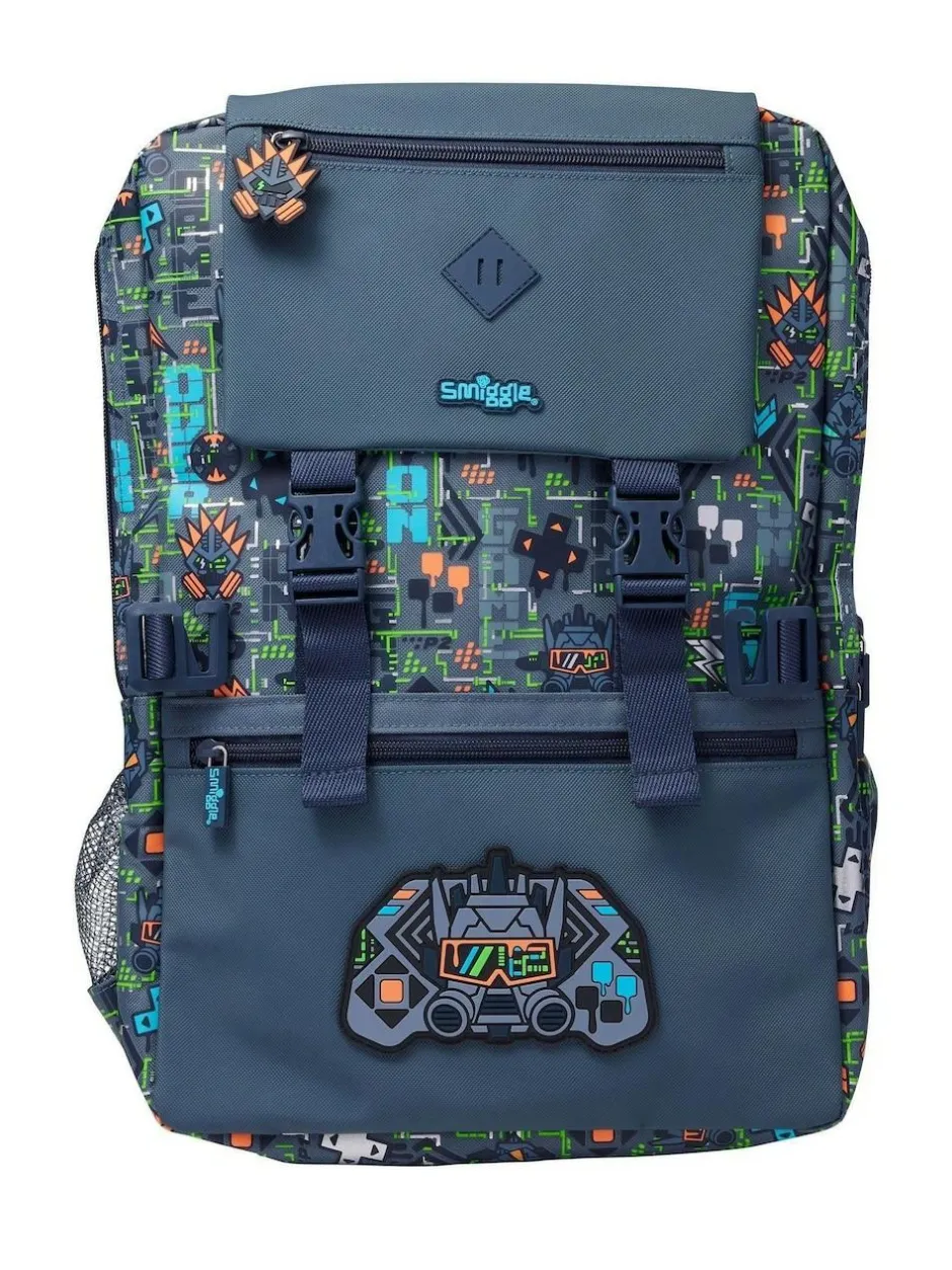Smiggle Trailblazer Foldover Attach Backpack Grey Outlet
