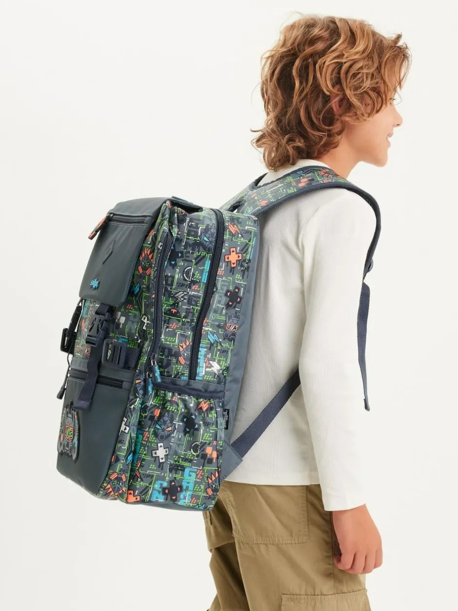Smiggle Trailblazer Foldover Attach Backpack Grey Outlet