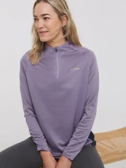 Snowdonia Purple Base Layer Quarter Zip Neck Top Sale