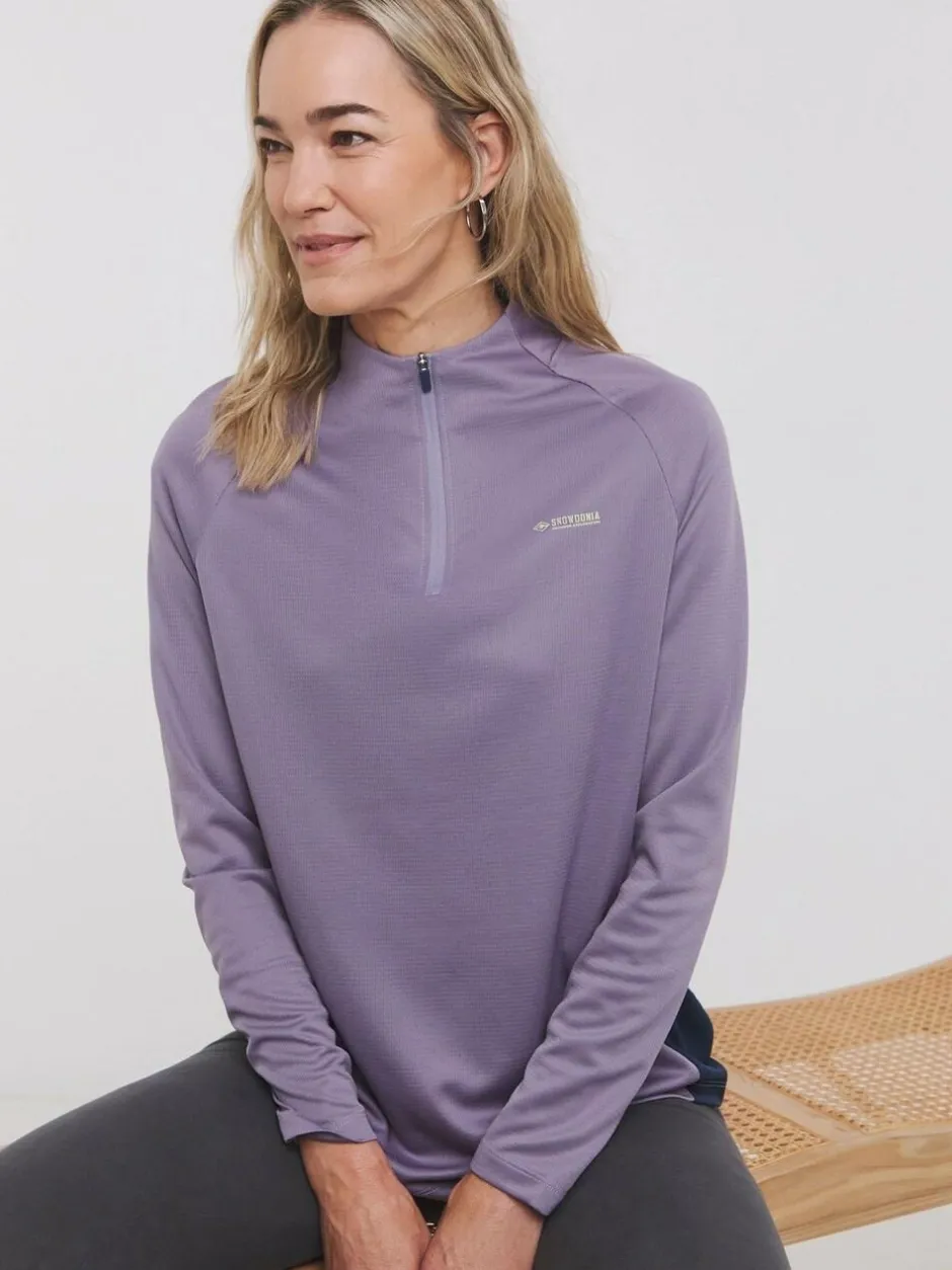 Snowdonia Purple Base Layer Quarter Zip Neck Top Sale