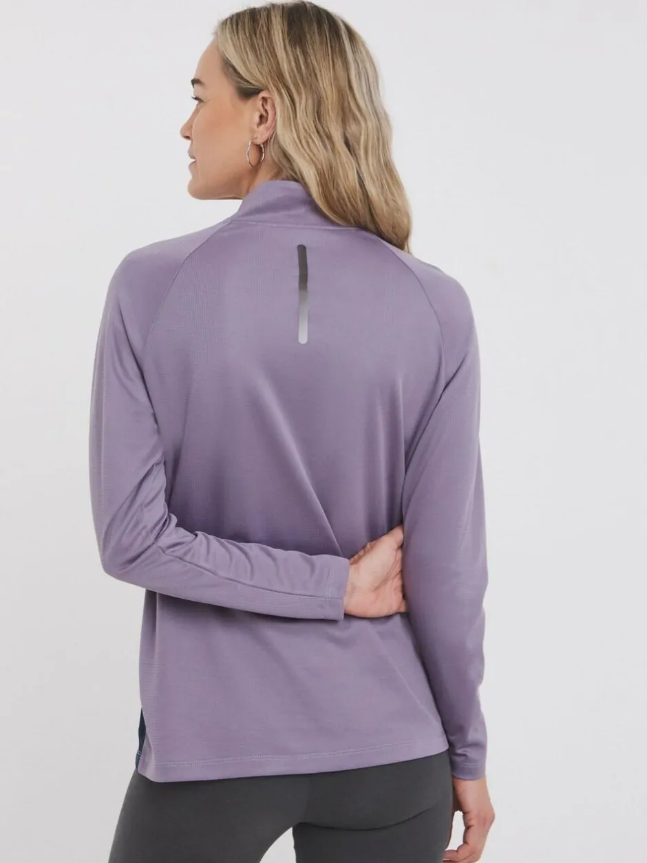 Snowdonia Purple Base Layer Quarter Zip Neck Top Sale