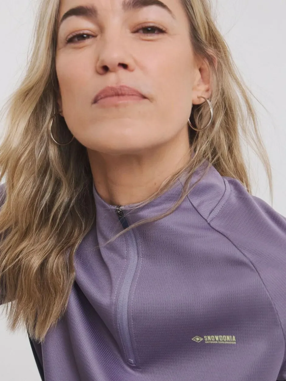 Snowdonia Purple Base Layer Quarter Zip Neck Top Sale
