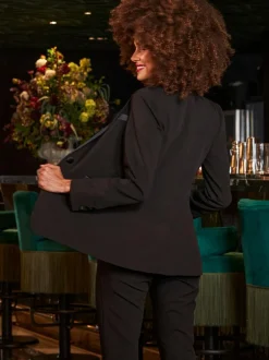 Sosandar Black Satin Collar Tuxedo Blazer New