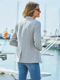 Sosandar Grey Gingham Dogtooth Blazer Hot