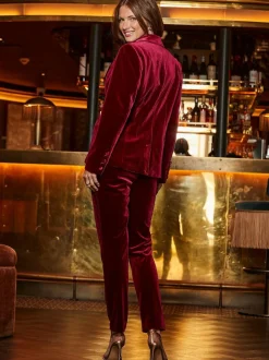 Sosandar Red Velvet Tailored Blazer Discount