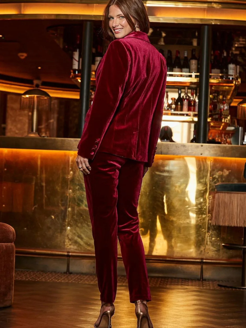 Sosandar Red Velvet Tailored Blazer Discount