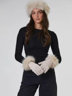 South Beach Faux Fur Hat And Glove Set Brown