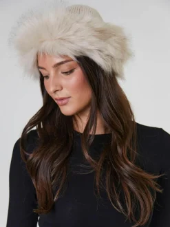 South Beach Faux Fur Hat And Glove Set Brown