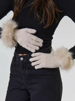 South Beach Faux Fur Hat And Glove Set Brown