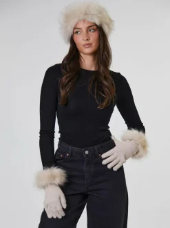 South Beach Faux Fur Hat And Glove Set Brown