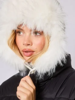 South Beach Faux Fur Ski Trapper Hat White New
