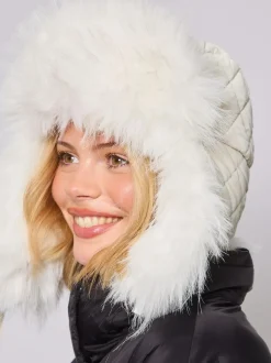 South Beach Faux Fur Ski Trapper Hat White New